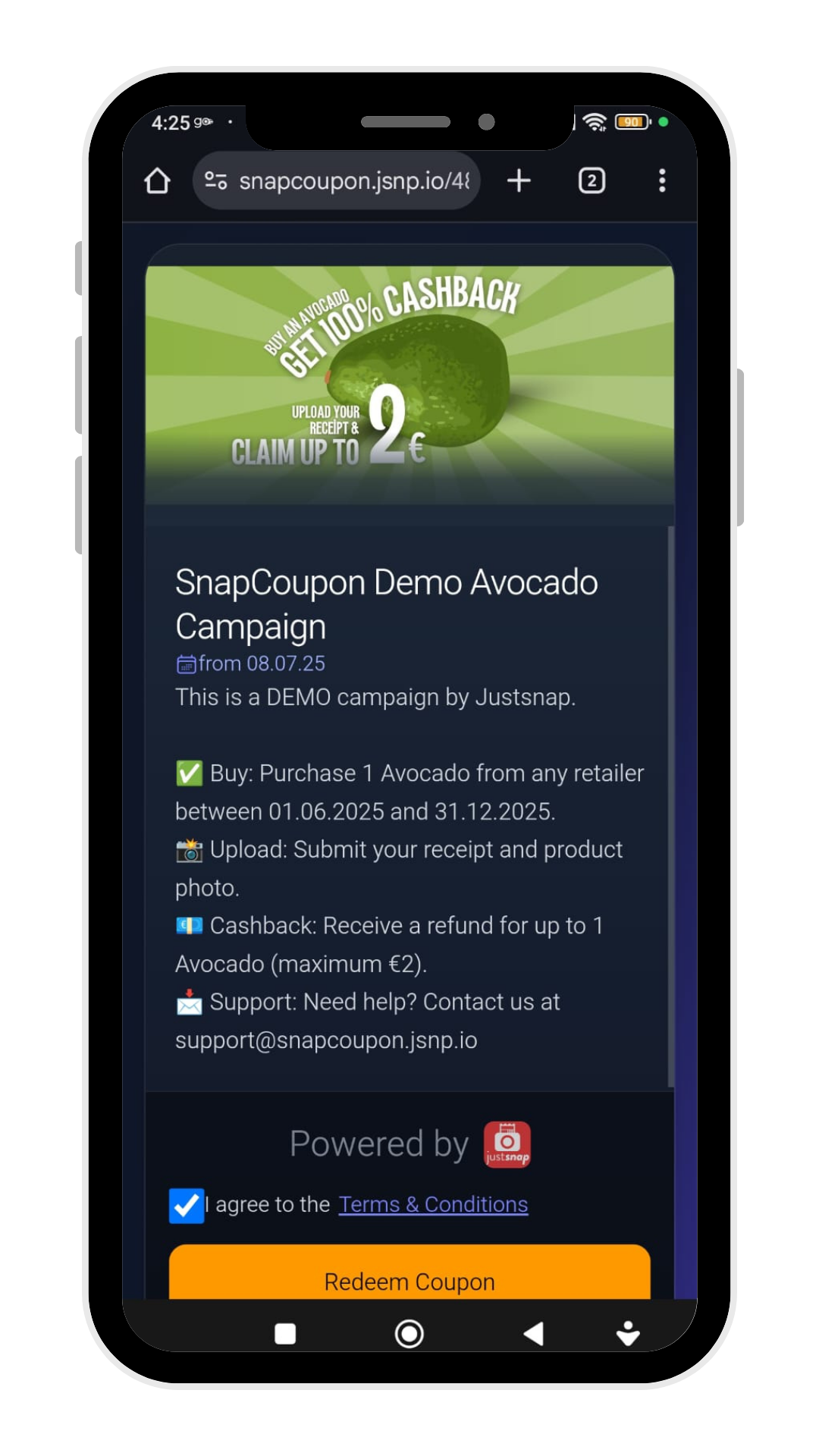 SnapCoupon user journey: Read Campaign Details